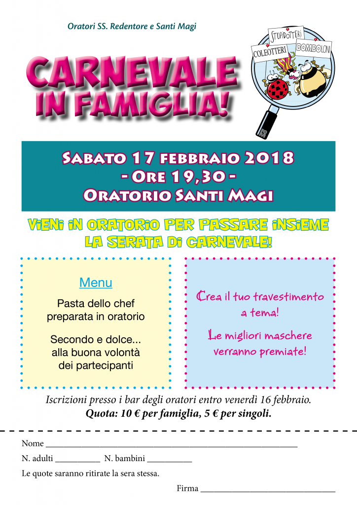 volantino cena carnevale 2018