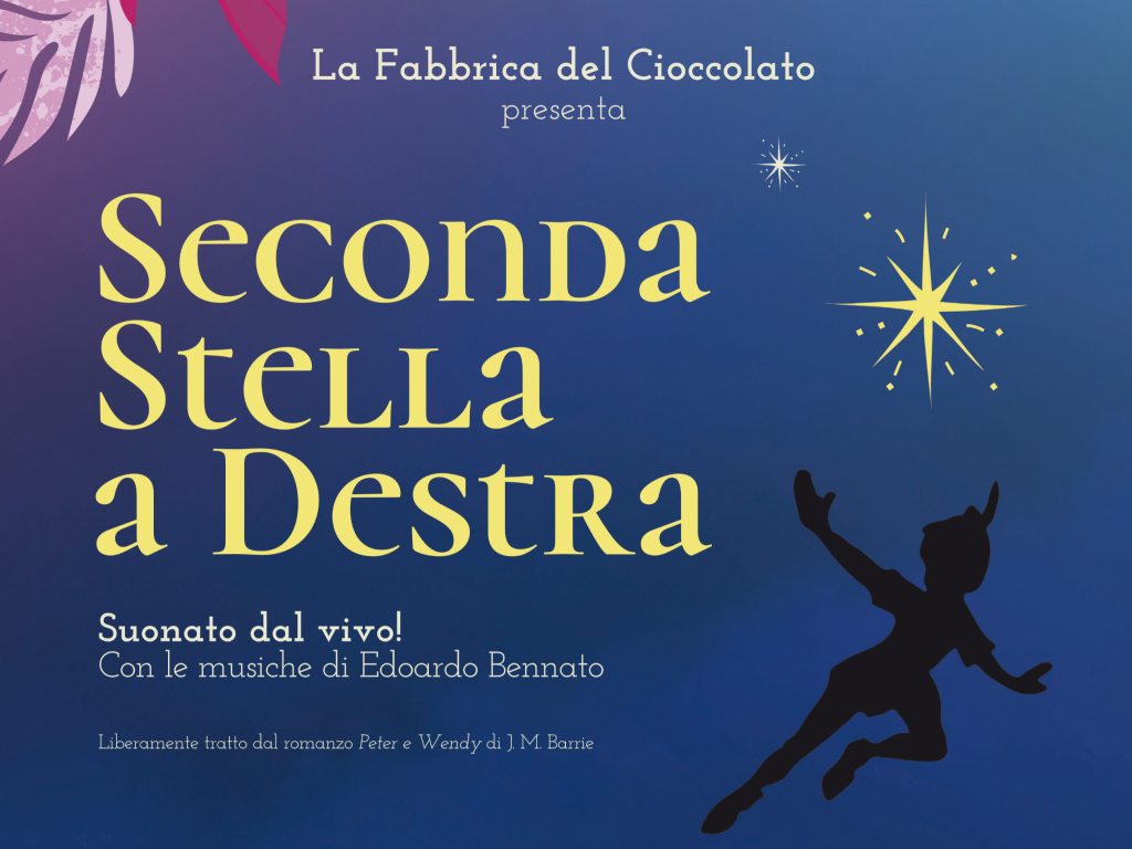 La Fabbrica del Cioccolato
presenta
Seconda Stella a Destra
Suonato dal vivo
Con le musiche di Edoardo Bennato